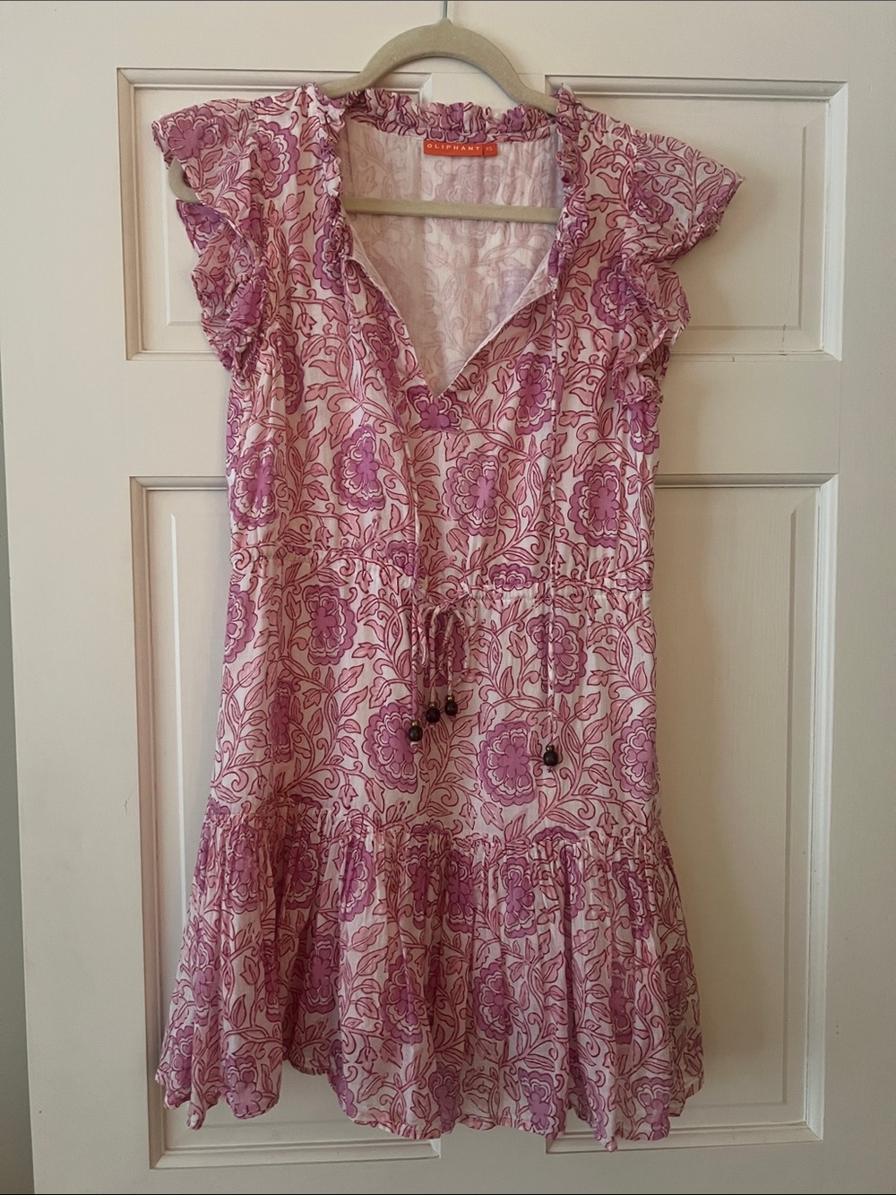 Oliphant Pink Floral Ruffle-Tier Dress
